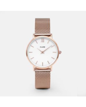 Cluse Minuit Mesh Rose Gold-white