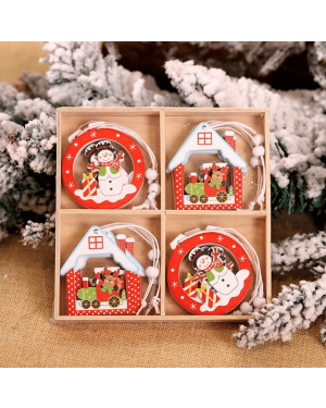 Set de 12 décorations en bois sur le thème de Noël / 6 cm