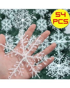 Lot de 54 pièces / Décorations en flocons de neige / 6 cm