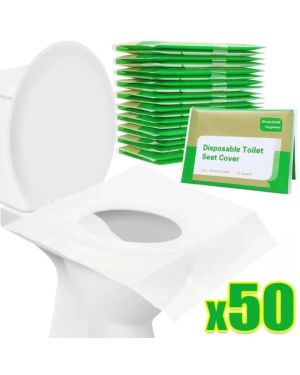 Housses Jetables de Siège de Toilette – Étanches, Solubles et Pratiques (50 pcs)