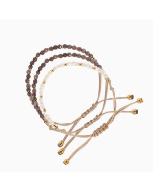 Set de 3 bracelets Lady Taty Natural | 2x Quartz fumé & 1x Perles