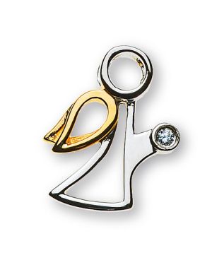 Pendentif Olyssa Aurum Angelus - Ange gardien | GG+WG750, 1 Diamant