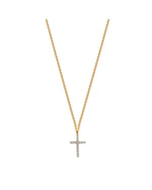 Collier avec pendentif croix Olyssa Divine | Or jaune 9k & Zirconia