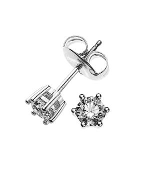 Boucles d'oreilles Solitaire Olyssa Essentials | Or blanc 18k - 2 Diamants 0.20ct. - 6 Griffes