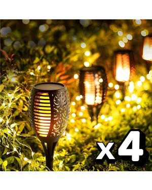 FlammaLight™ - Set aus 4 LED-Solar-Taschenlampen