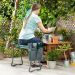 Banc de Jardin Pliable avec Sac à Outils 3-en-1