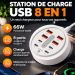Station de charge USB 8 en 1