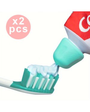 Packung mit 2 Zahnpasta-Spenderkappen Weiß und Blau