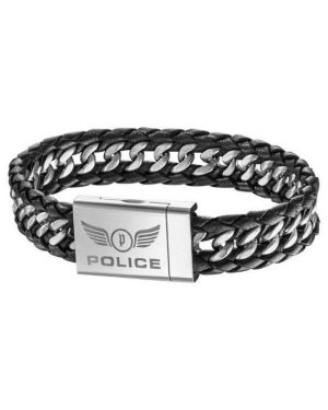 POLICE Armband Flachpanzer schwarz / silberfarben