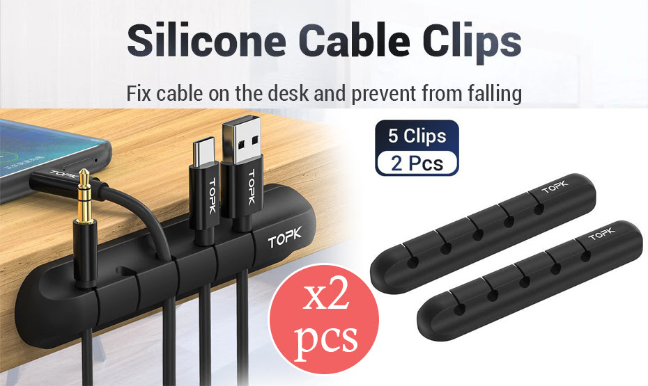 Clips de support de câble, 3-pack de gestion de câble Organisateur de  cordon Clips Silicone Auto-adhésif pour bureau USB Câble de charge Cordon  d'alimentation Souris Câble Câble Pc