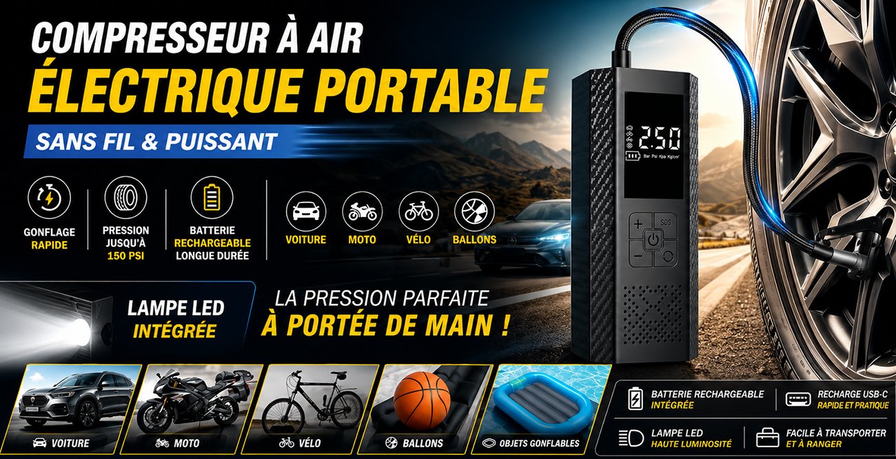  Compresseur à air électrique portable sans fil