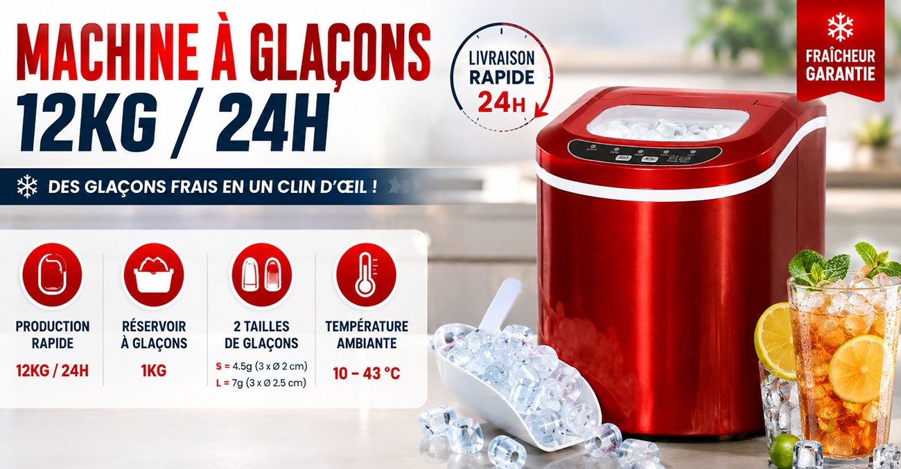  Machine à glaçon WeberHome 12kg/24h