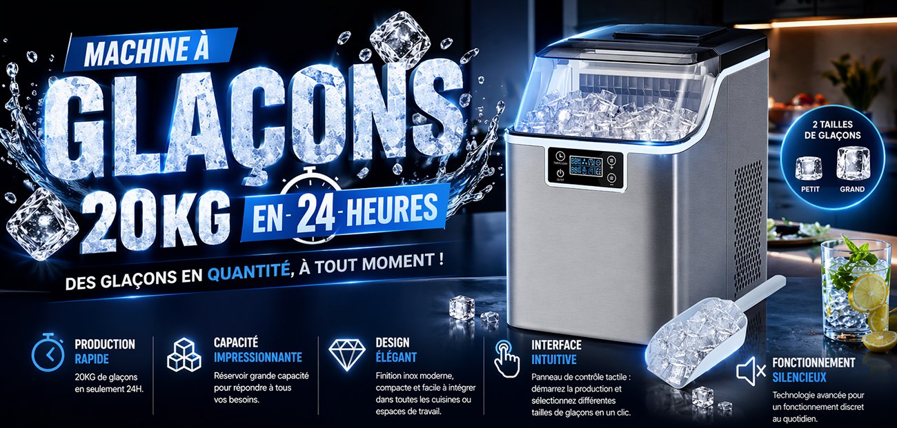  Machine à Glaçons 20kg en 24 heures