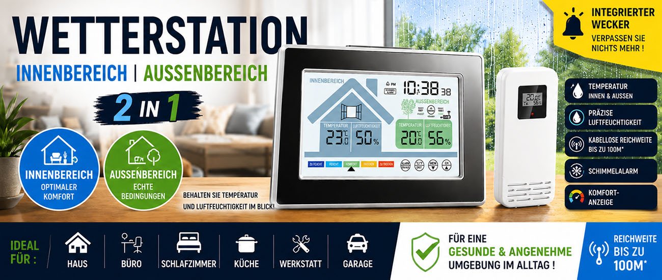 2-in-1 Wetterstation für drinnen und draußen